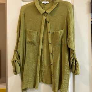 Green button up 3/4 sleeve